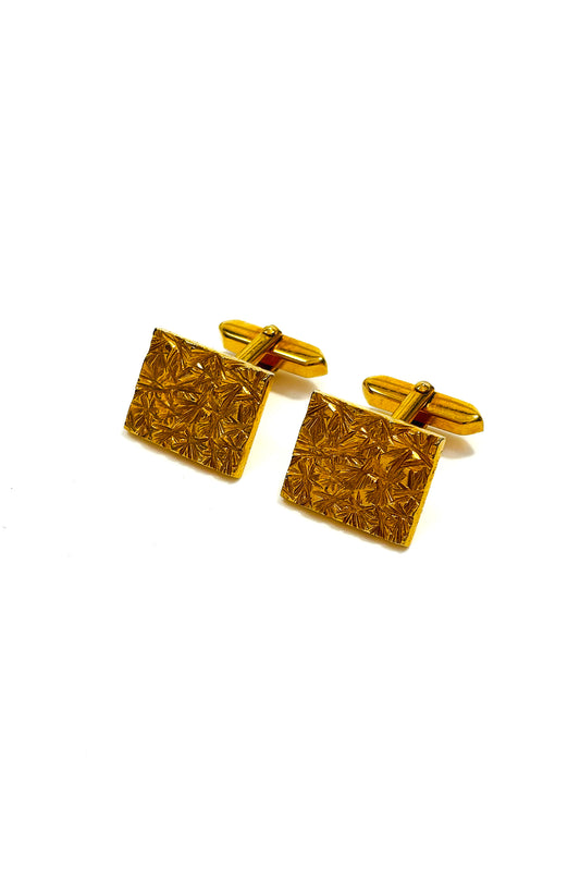 Stainless steel gold plated textured design cufflinks.