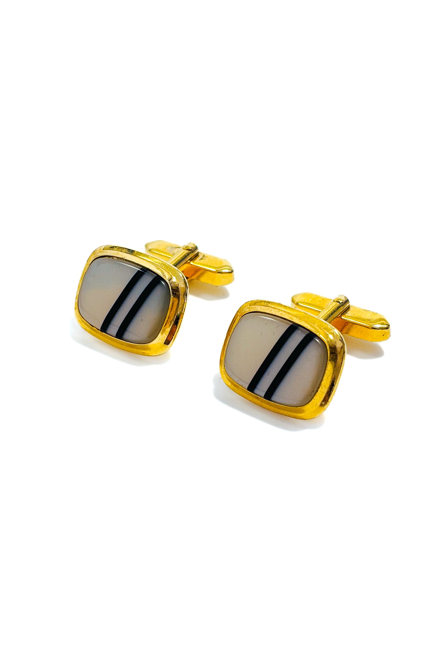 Stainless steel gold plated MOP cufflinks.