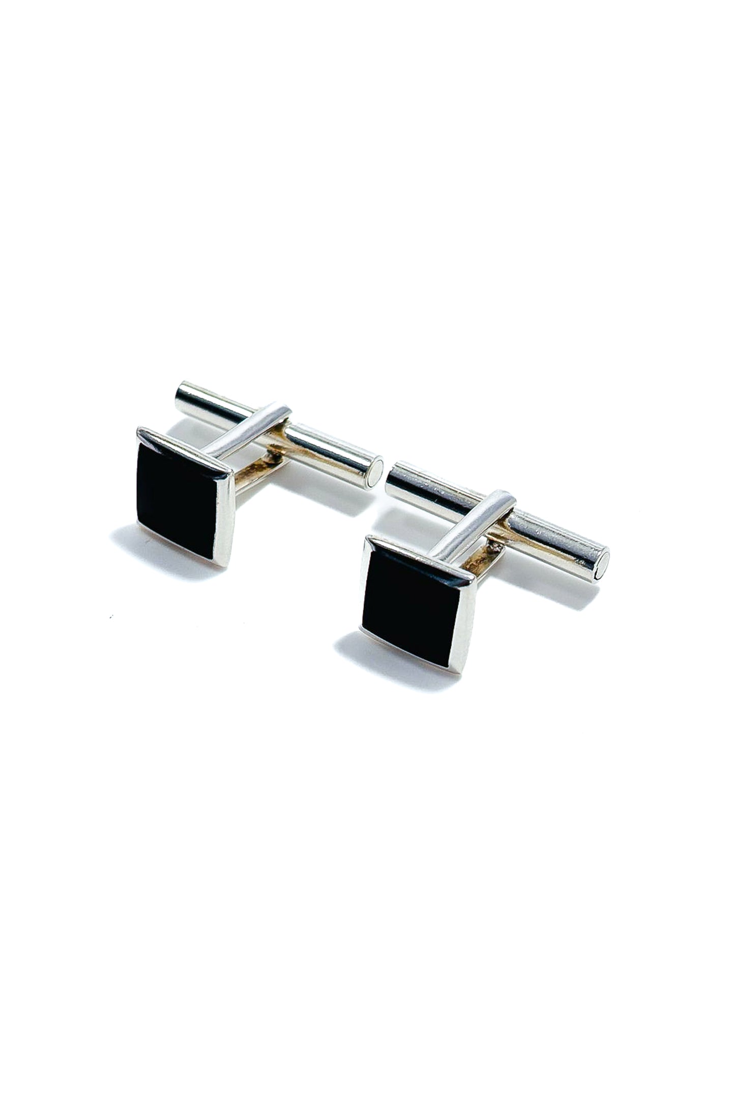 925 silver plain black design cufflinks.