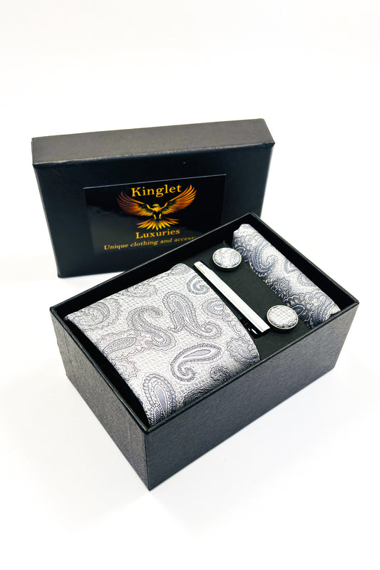 Grey paisley gift set.