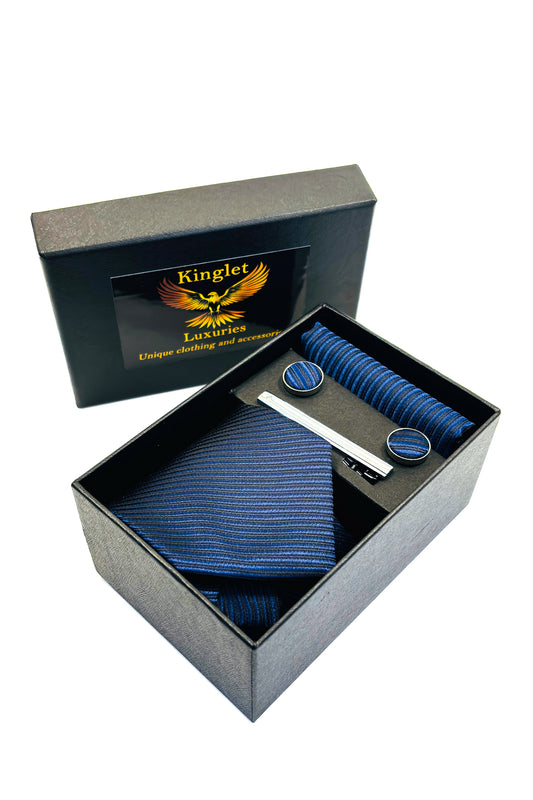 Navy blue & Black striped gift set.