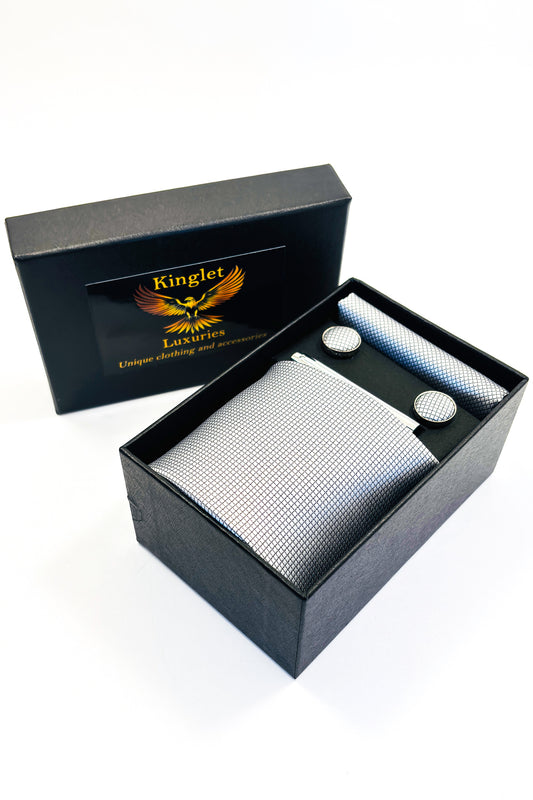 Silver check gift set.
