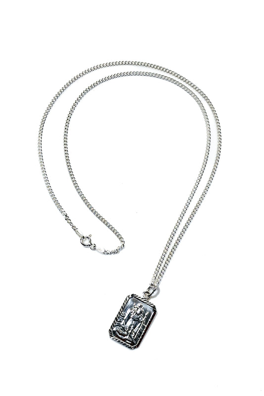 Rectangle St. Christopher 925 silver pendant.