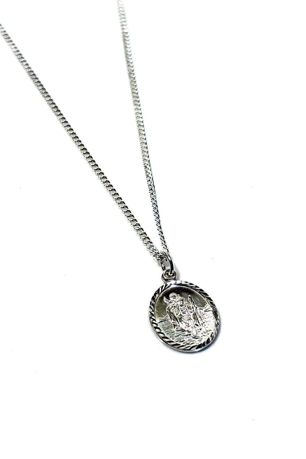 Oval St. Christopher 925 silver pendant.