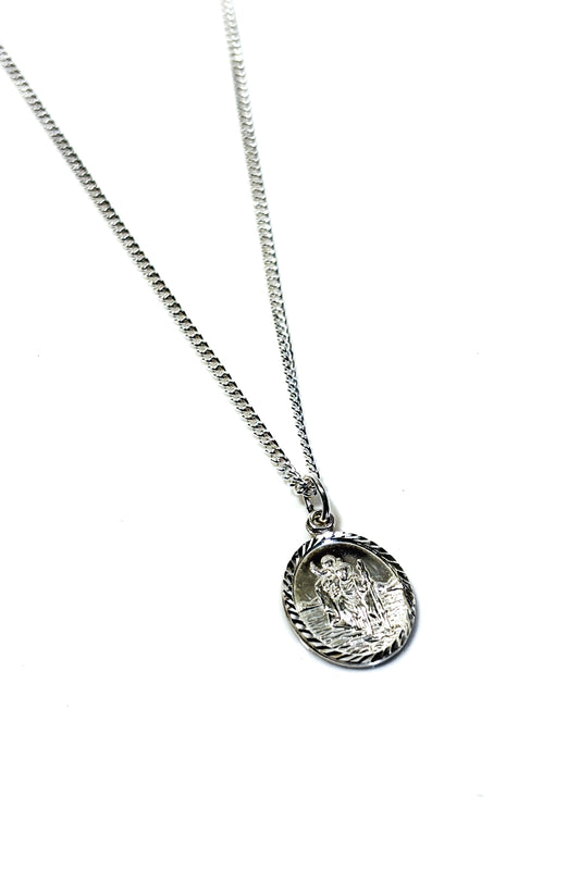 Oval St. Christopher 925 silver pendant.