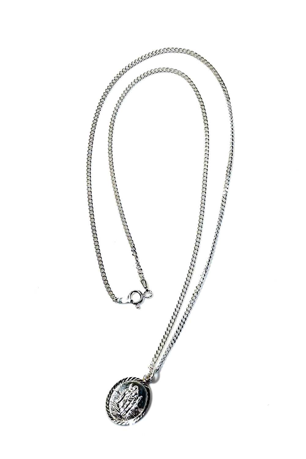 Oval St. Christopher 925 silver pendant.