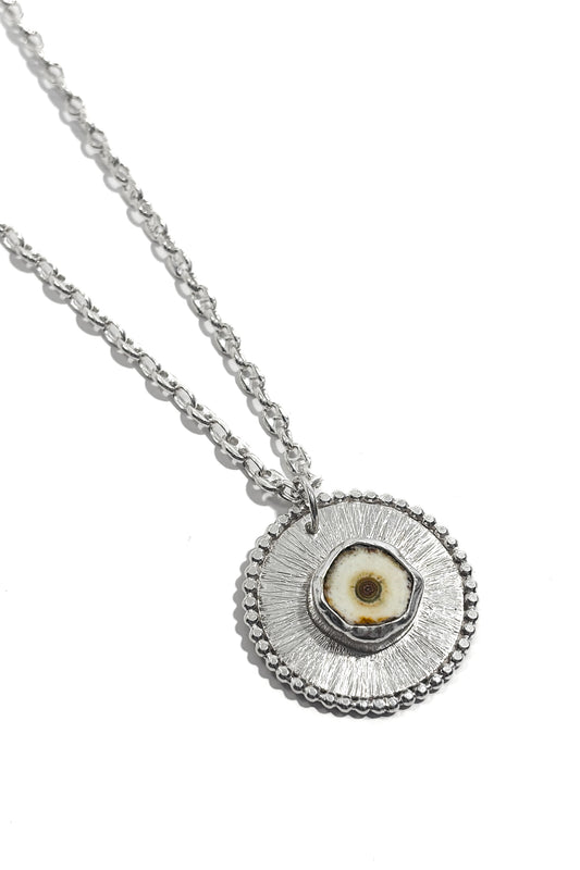 Solar quartz bezel set 925 silver pendant.
