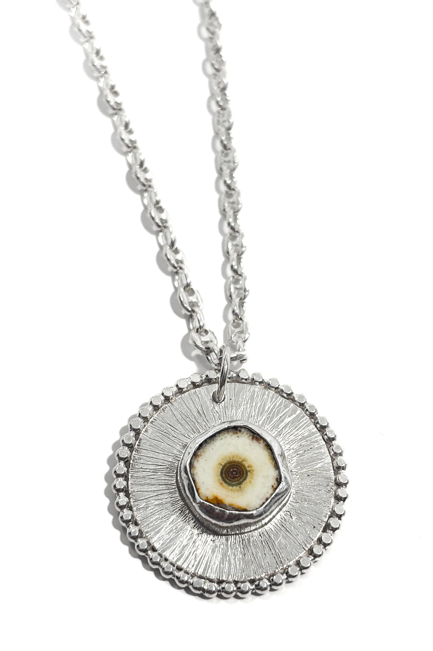 Solar quartz bezel set 925 silver pendant.