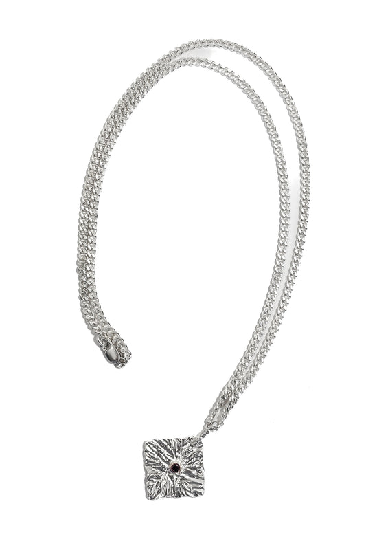 Cognac diamond bezel set 925 pendant.