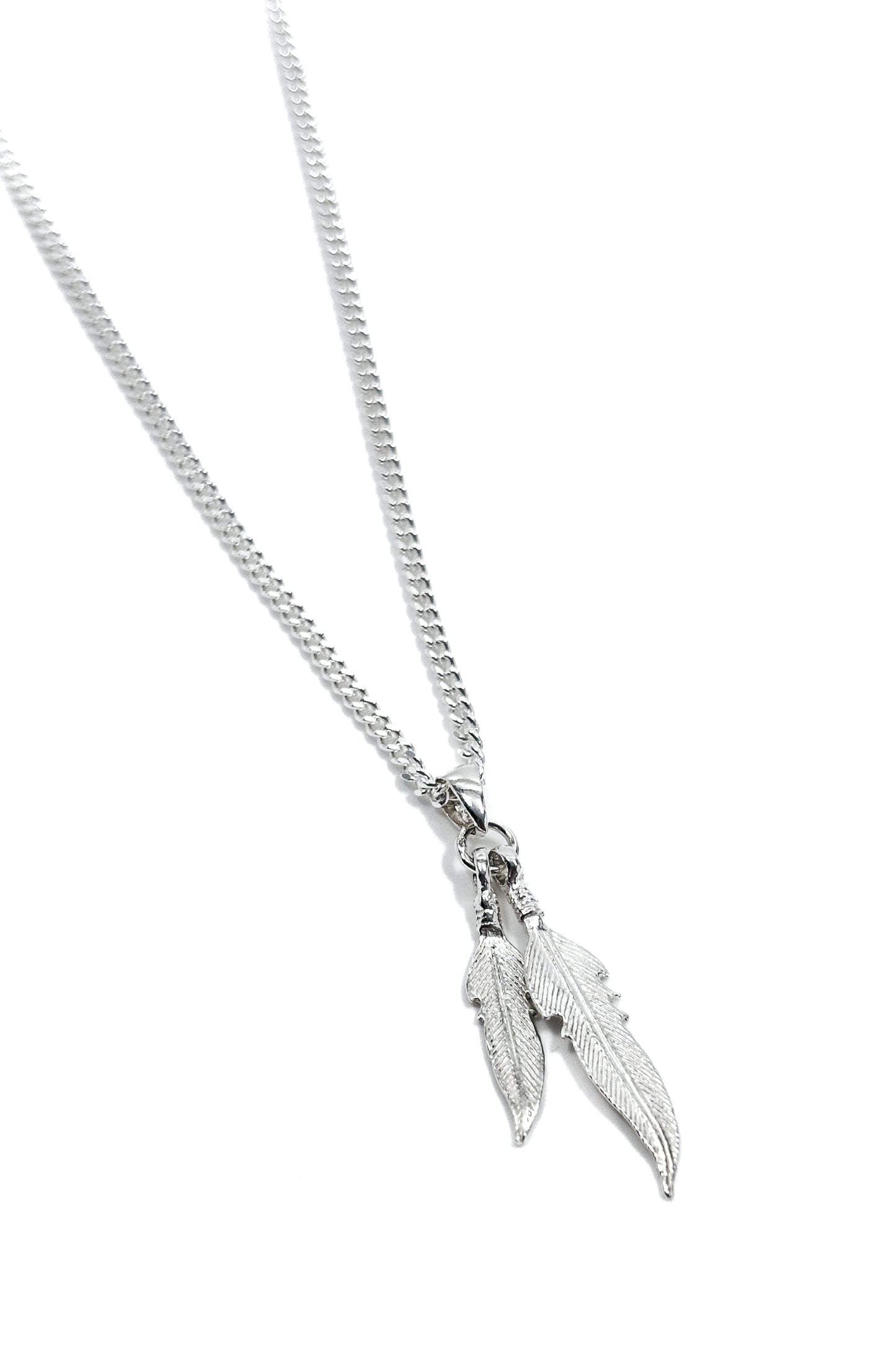 925 silver double feather pendant.