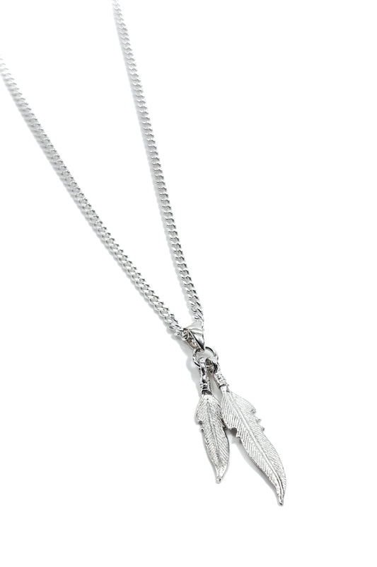 925 silver double feather pendant.