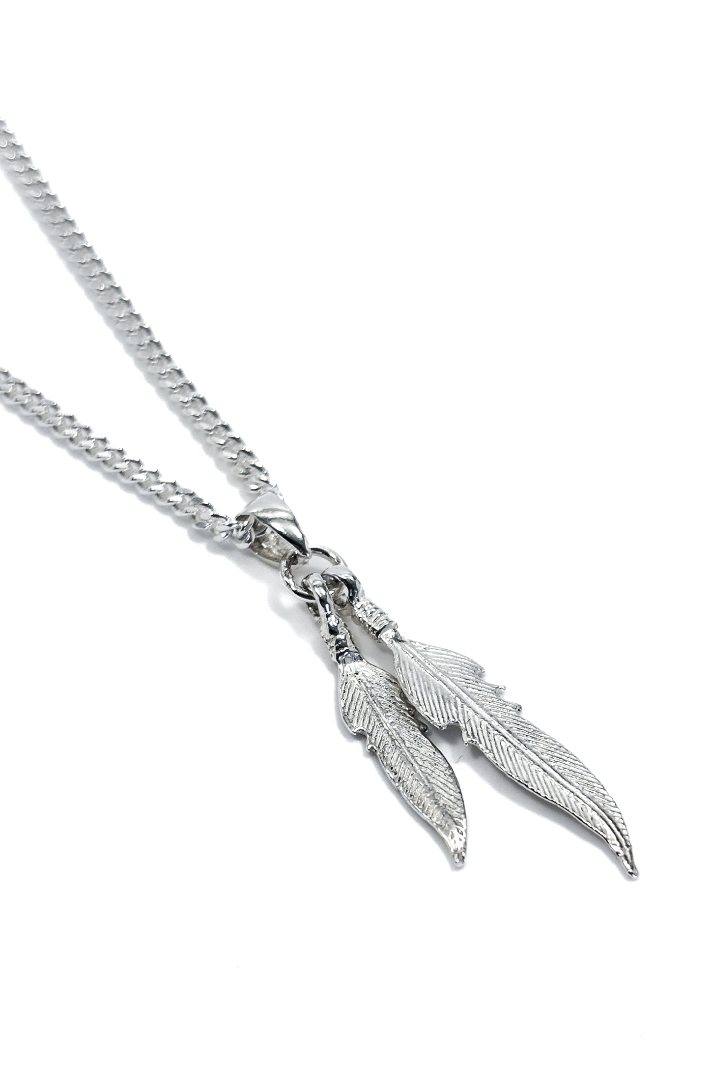 925 silver double feather pendant.