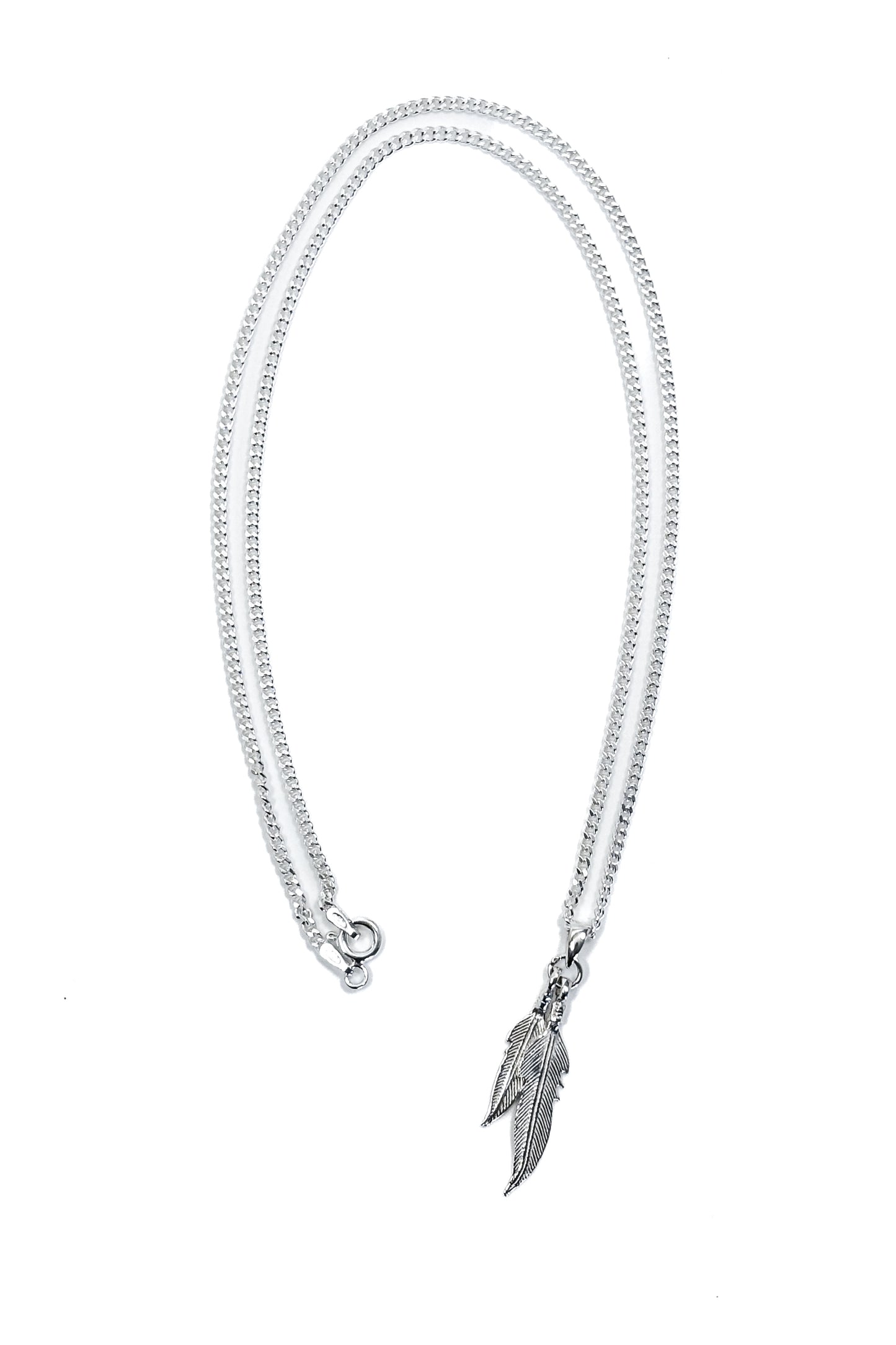 925 silver double feather pendant.