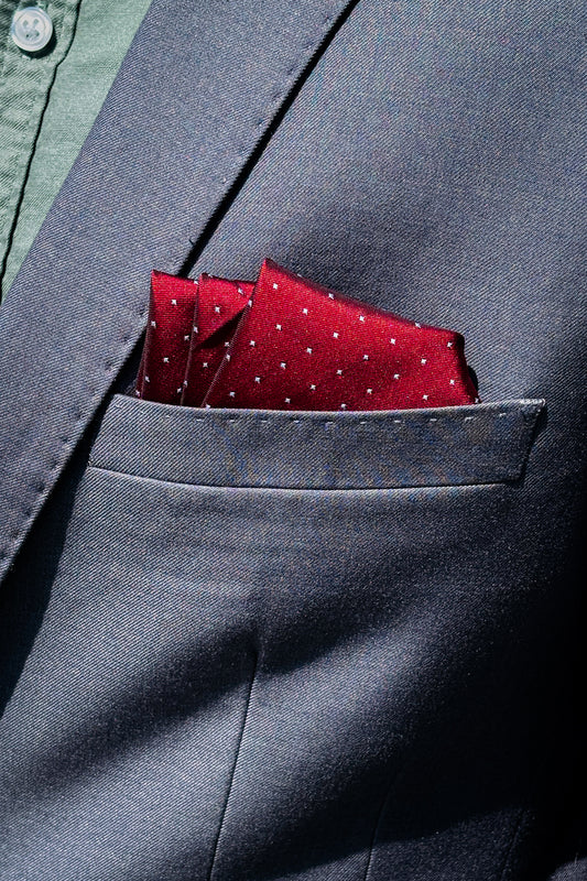 Red & white polka dot pocket square.