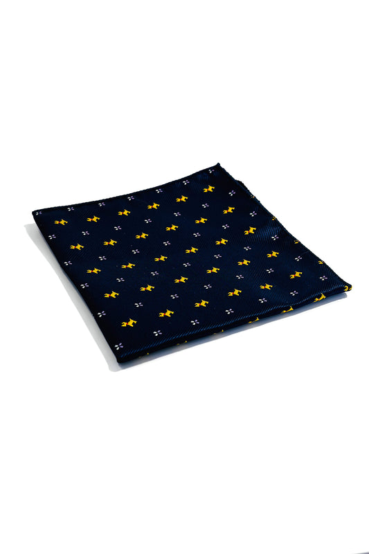 Navy Blue & Yellow Scottie dog pocket square.