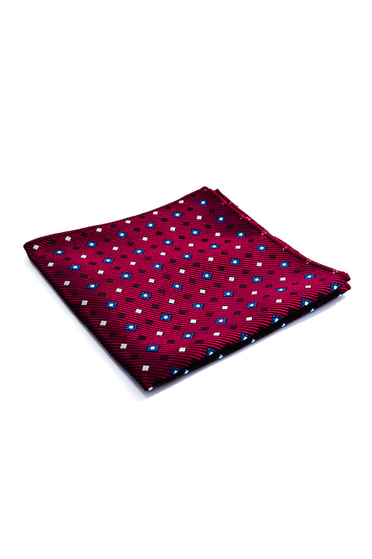 Red, white & blue diamond design pocket square.