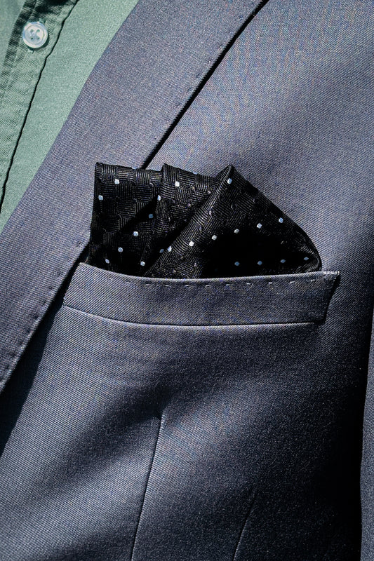 Black & white polka dot design pocket square.