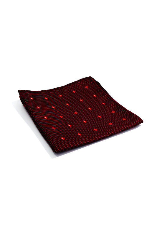 Maroon & red floral design pocket square.