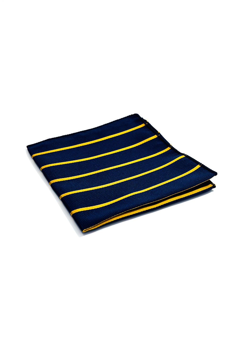 Navy blue & gold striped design pocket square.