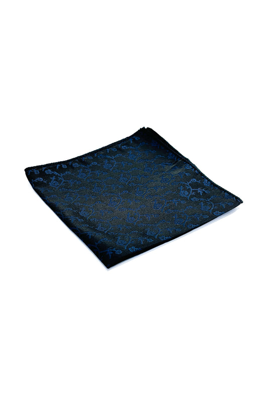 Black & blue paisley design pocket square.