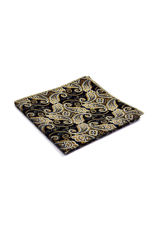 Blue, gold & white Paisley design pocket square.