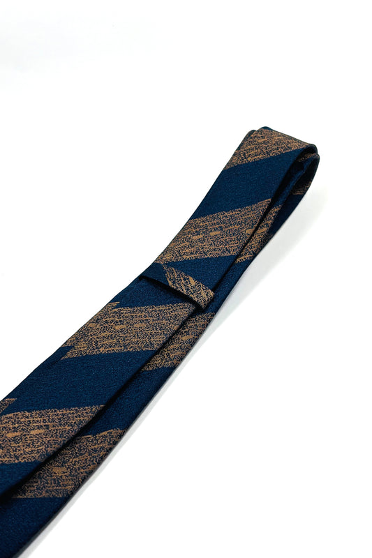 Brown & blue striped slim 6cm tie.