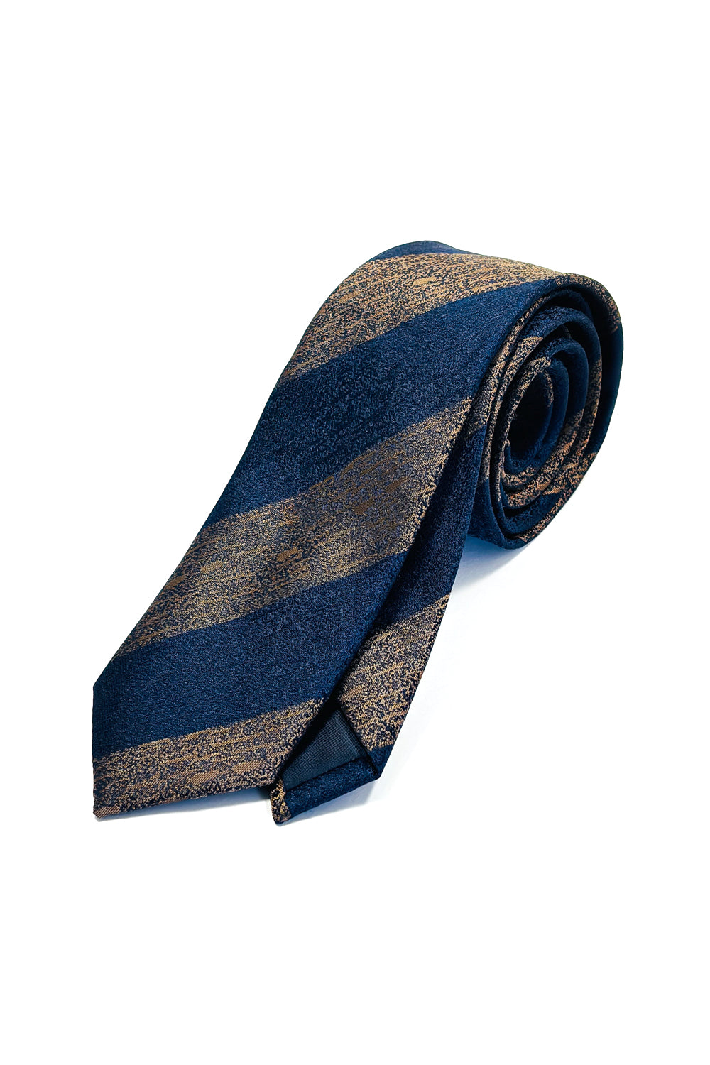 Brown & blue striped slim 6cm tie.