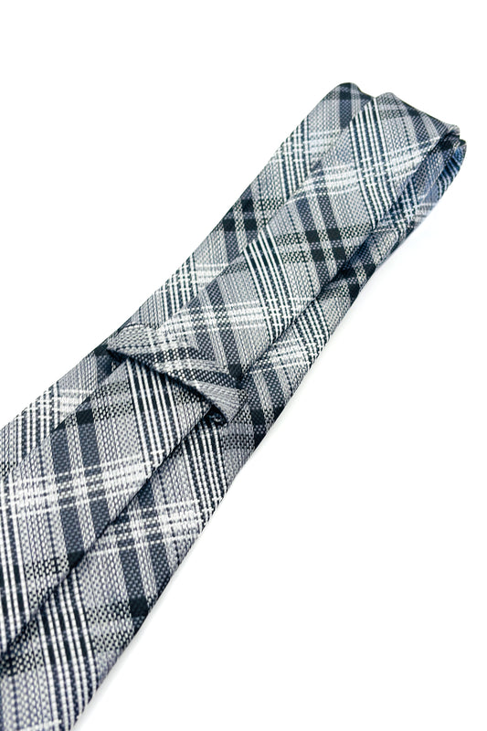 Silver & black Plaid 8cm tie.
