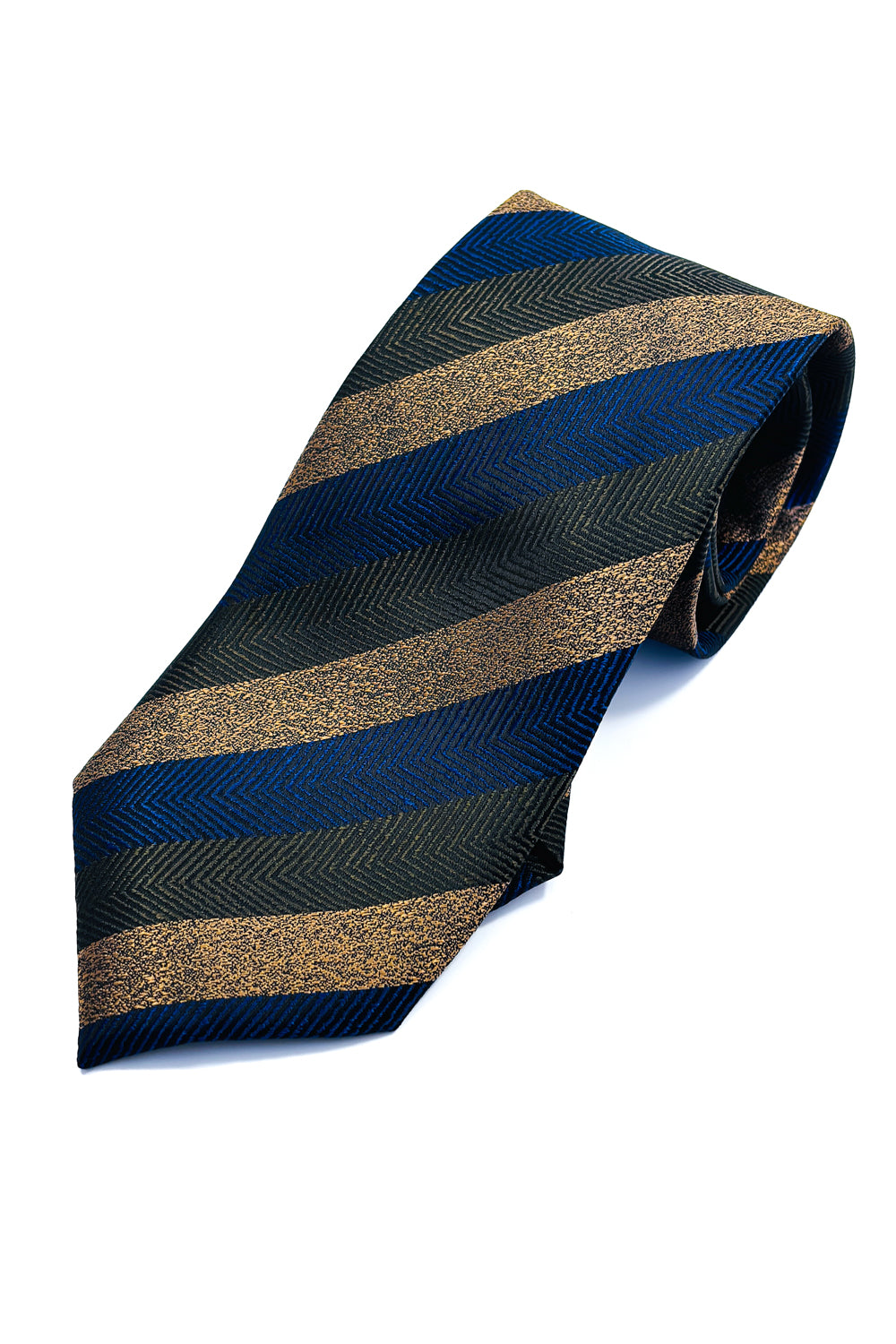 Blue, gold & green striped 8cm tie