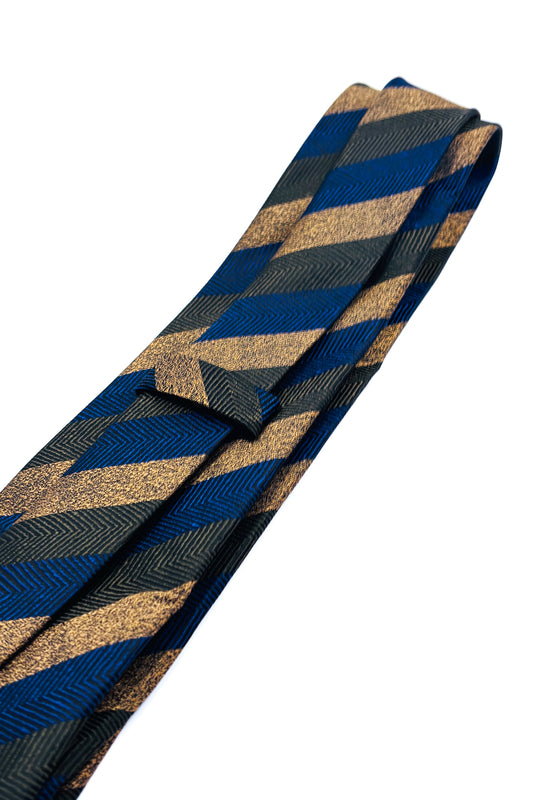Blue, gold & green striped 8cm tie