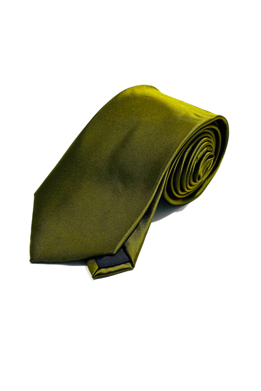 Olive green silk finish 8cm tie.