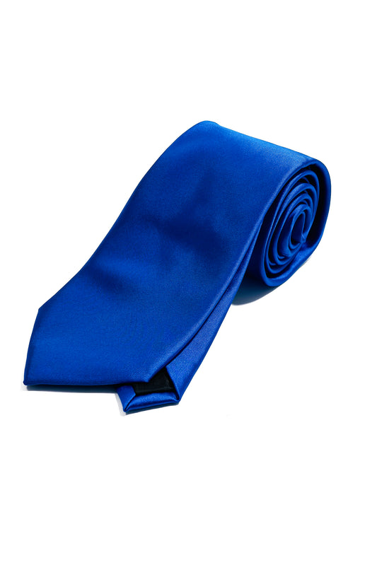 Dark blue silk finish 8cm tie.