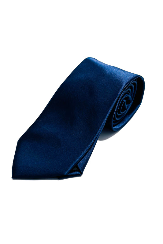 Navy blue silk finish 8cm tie.