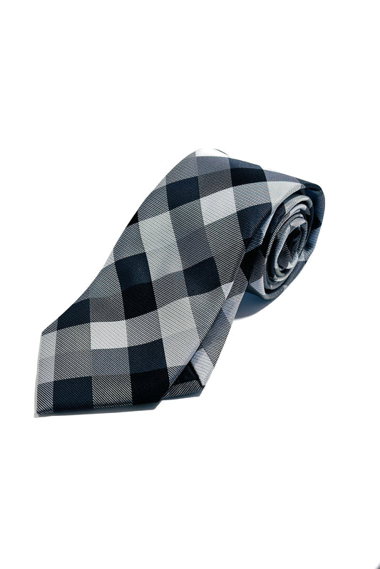 Black & grey check 8cm tie.