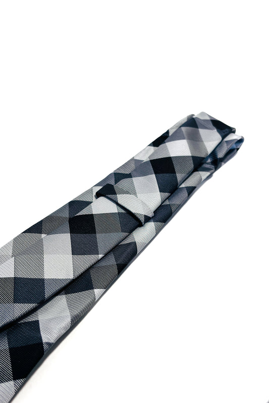 Black & grey check 8cm tie.
